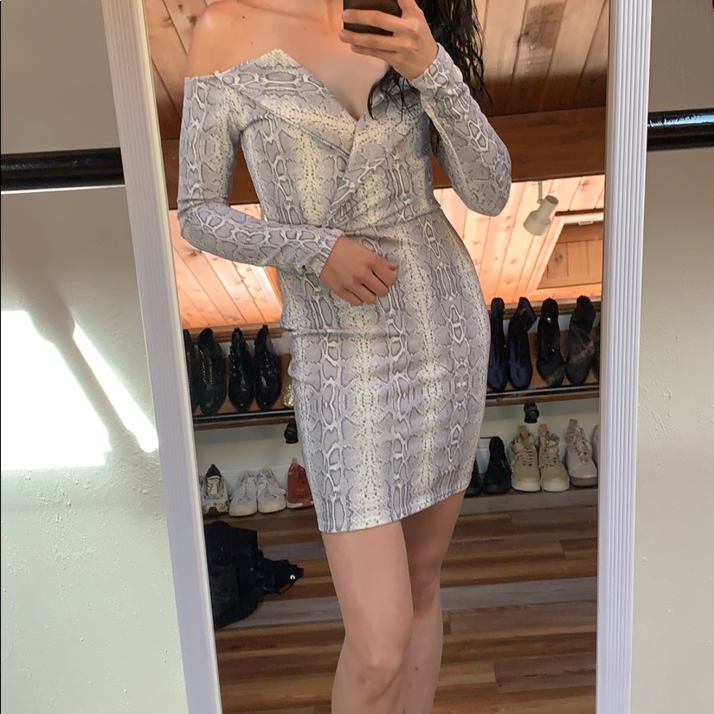 Missguided snake skin Bardot dress